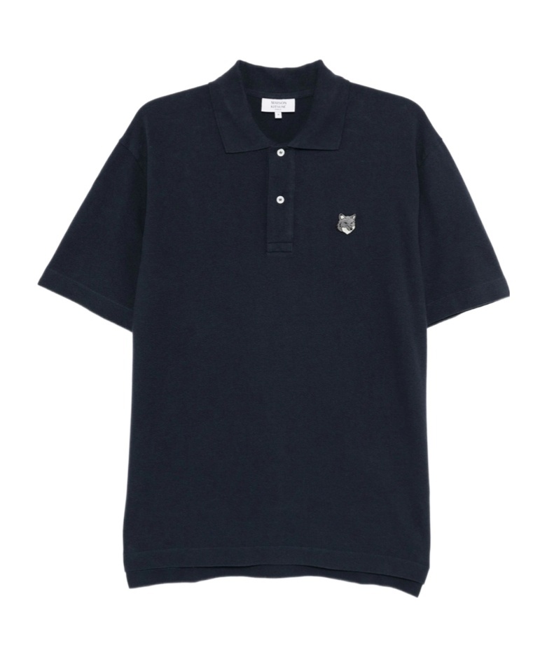 Maison Kitsuné Embroidered Logo Polo Shirt In Blue