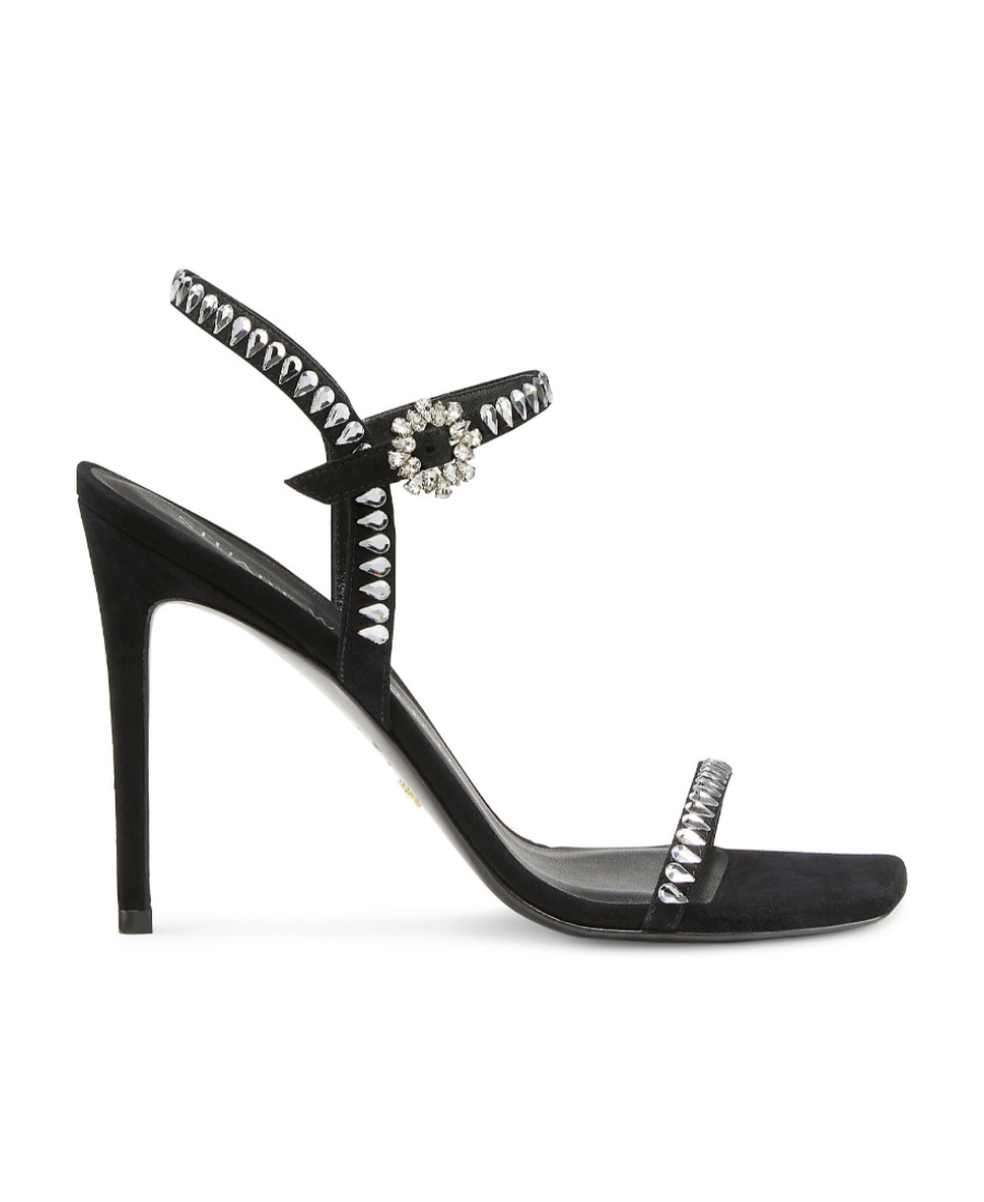 Stuart Weitzman Logo High-heeled Sandals In Black