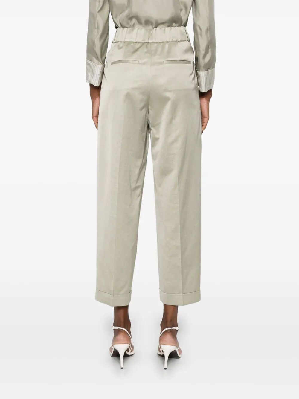 Peserico High Waist Pants In Desert Sage Green