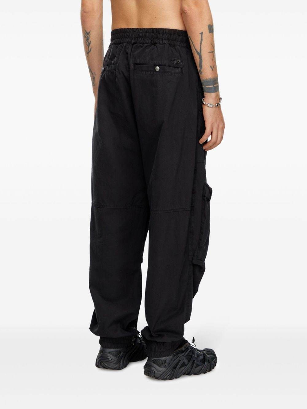 Diesel Multicolor Relaxed Fit Trousers With Drawstring Waist In Black
