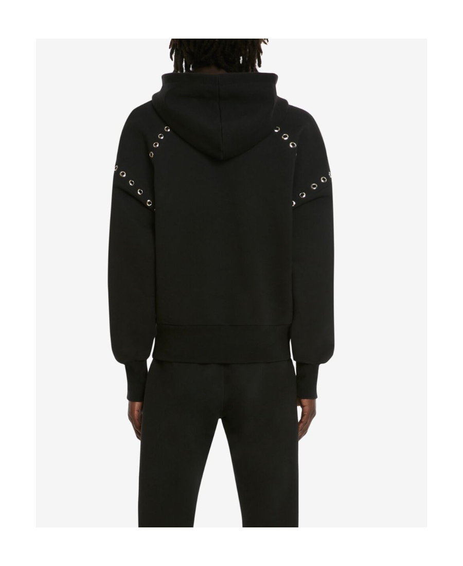Alexander Mcqueen Eyelets Hooded Sweatshirt In Black