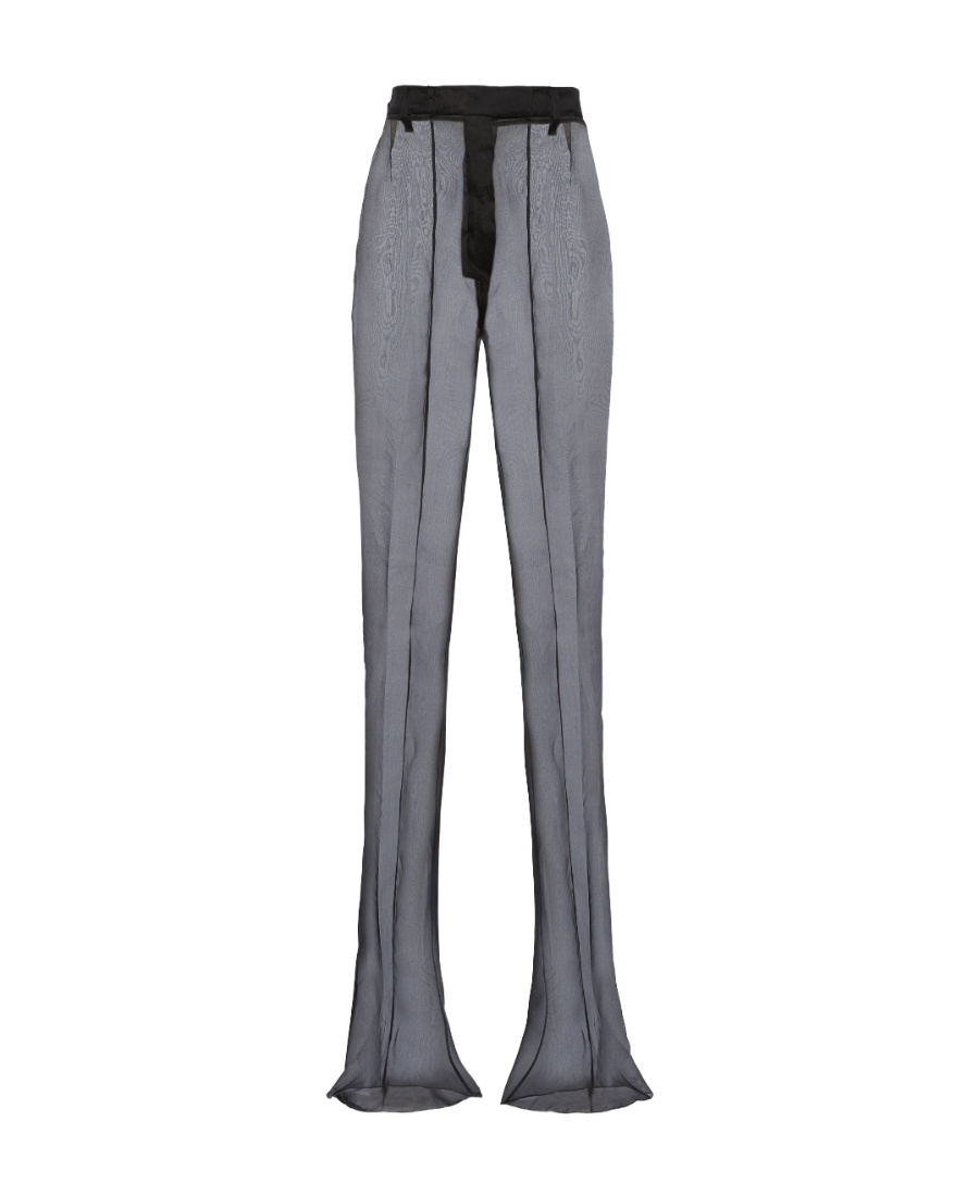 Prada Black Semi-sheer Flared Trousers In Black