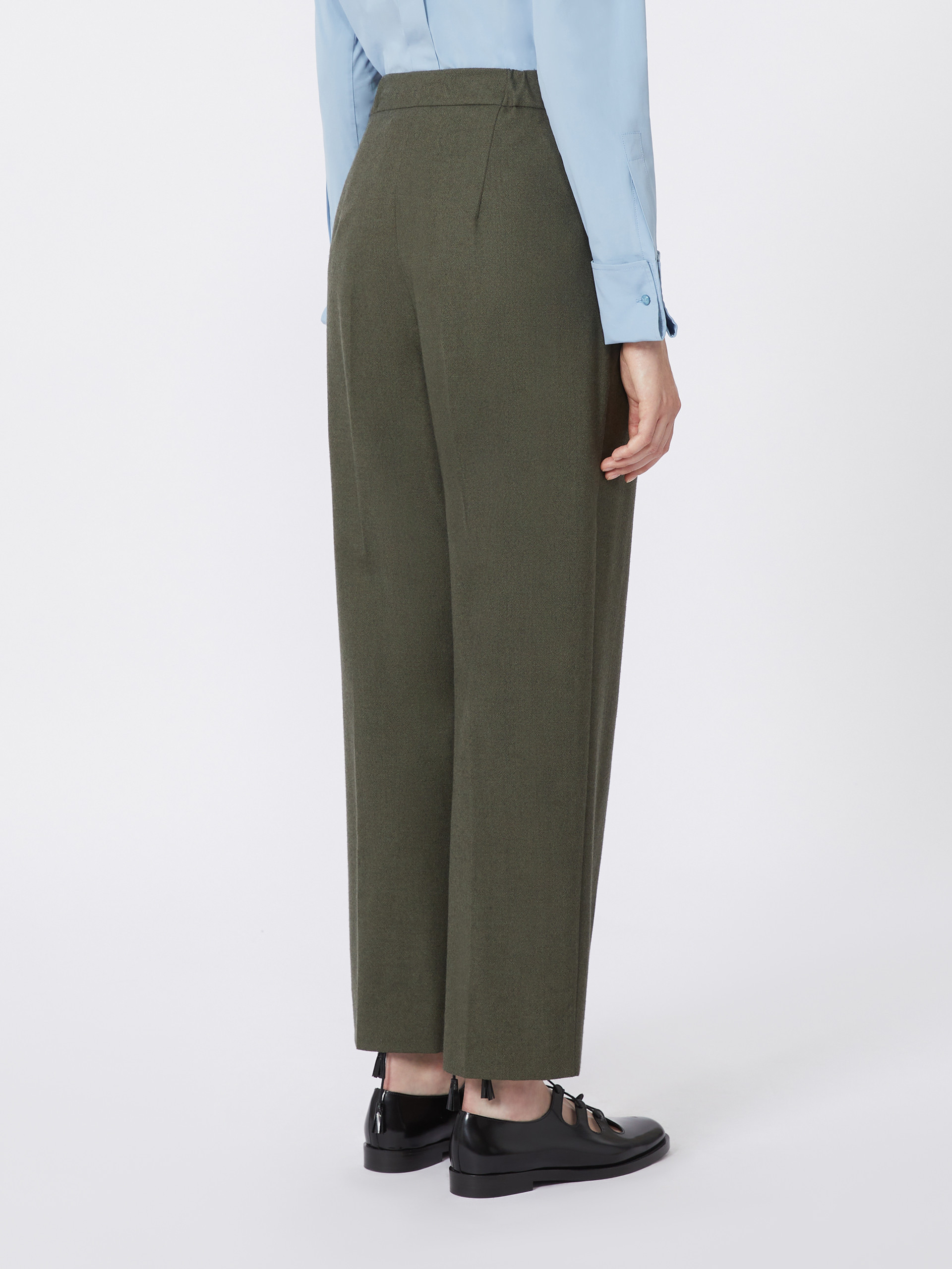Max Mara Belted Cashmere Trousers In Green