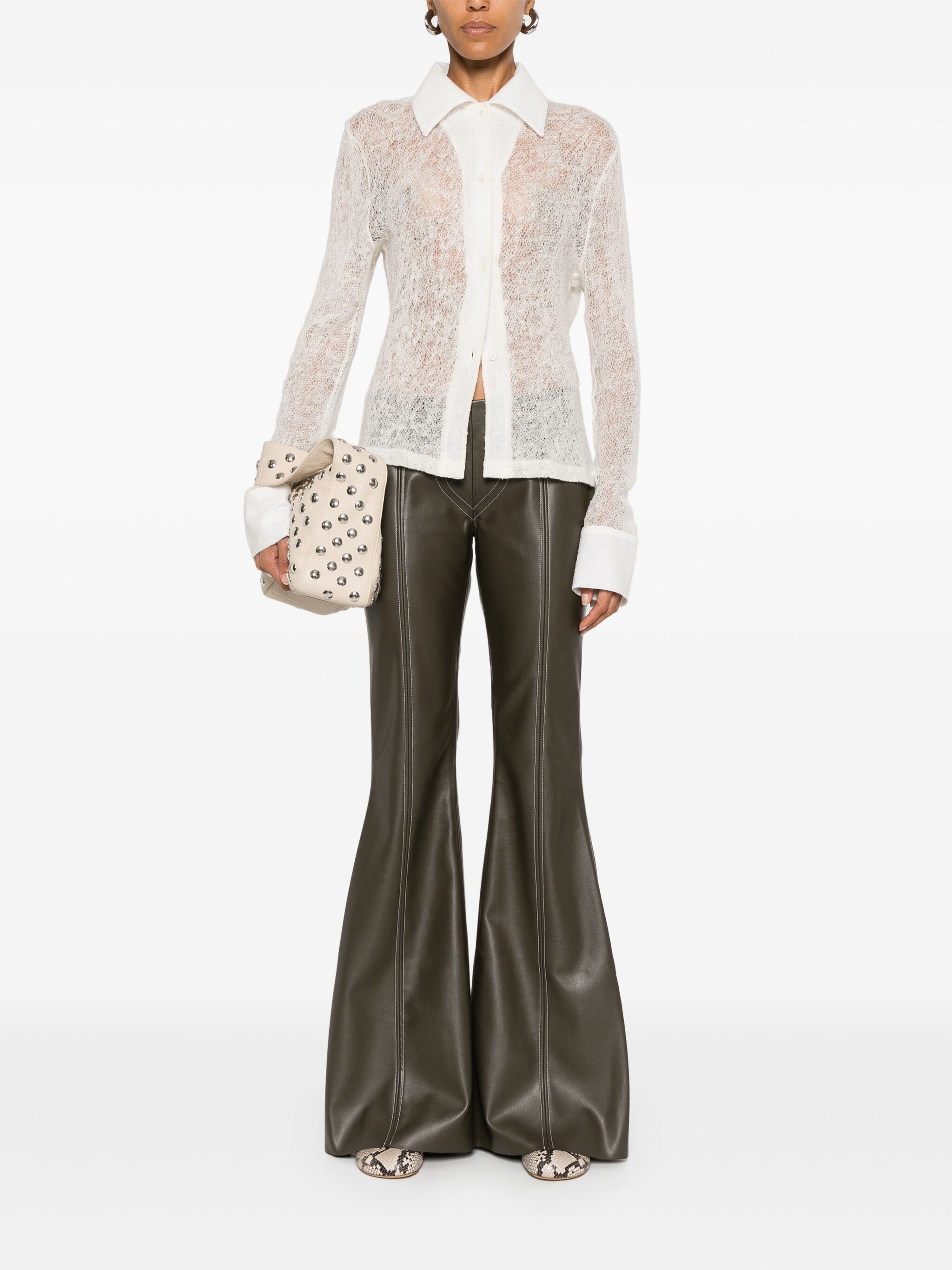 Séfr Thelma Open Knit Wool Shirt In White