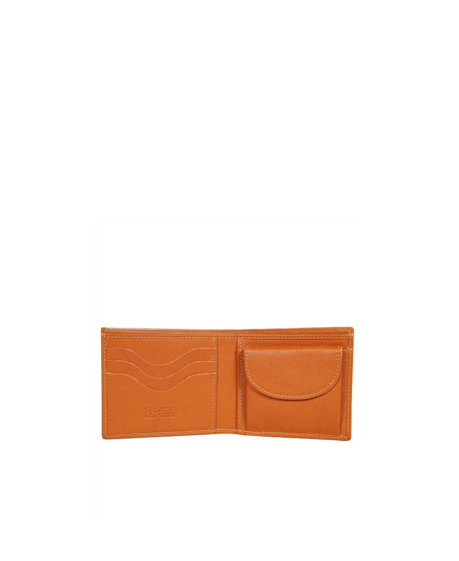 Il Bisonte Logo Double Fold Wallet In Orange