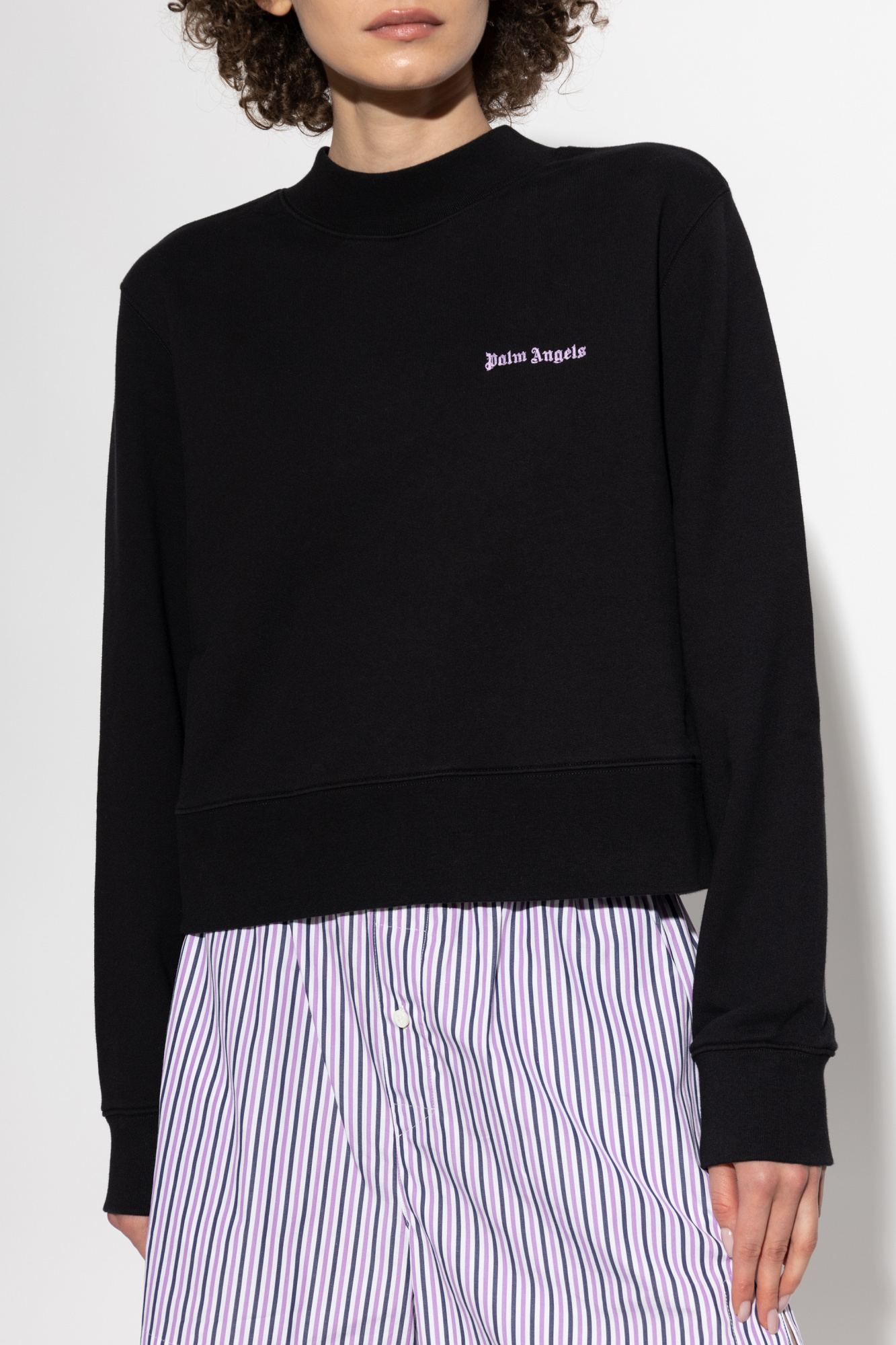 Palm Angels Long-sleeved Sweater In Black