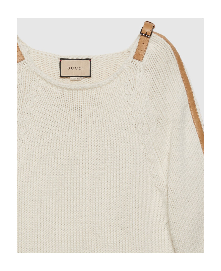 Gucci Buckle-strap Wool Jumper In White