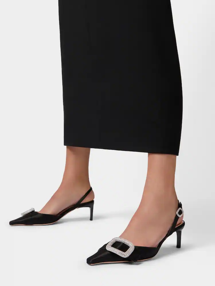 Roger Vivier 55mm Dorsay Satin Slingback Pumps In Black