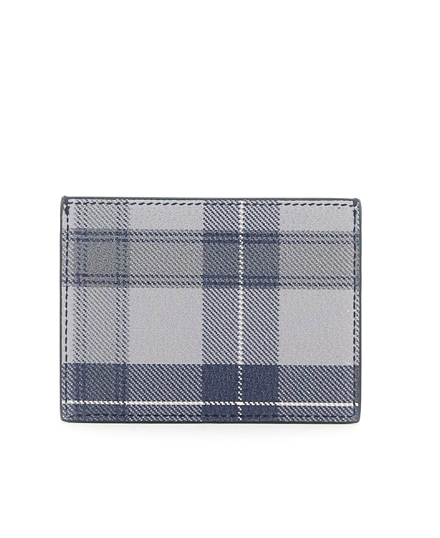 Thom Browne Check-printed Cardholder In Gray