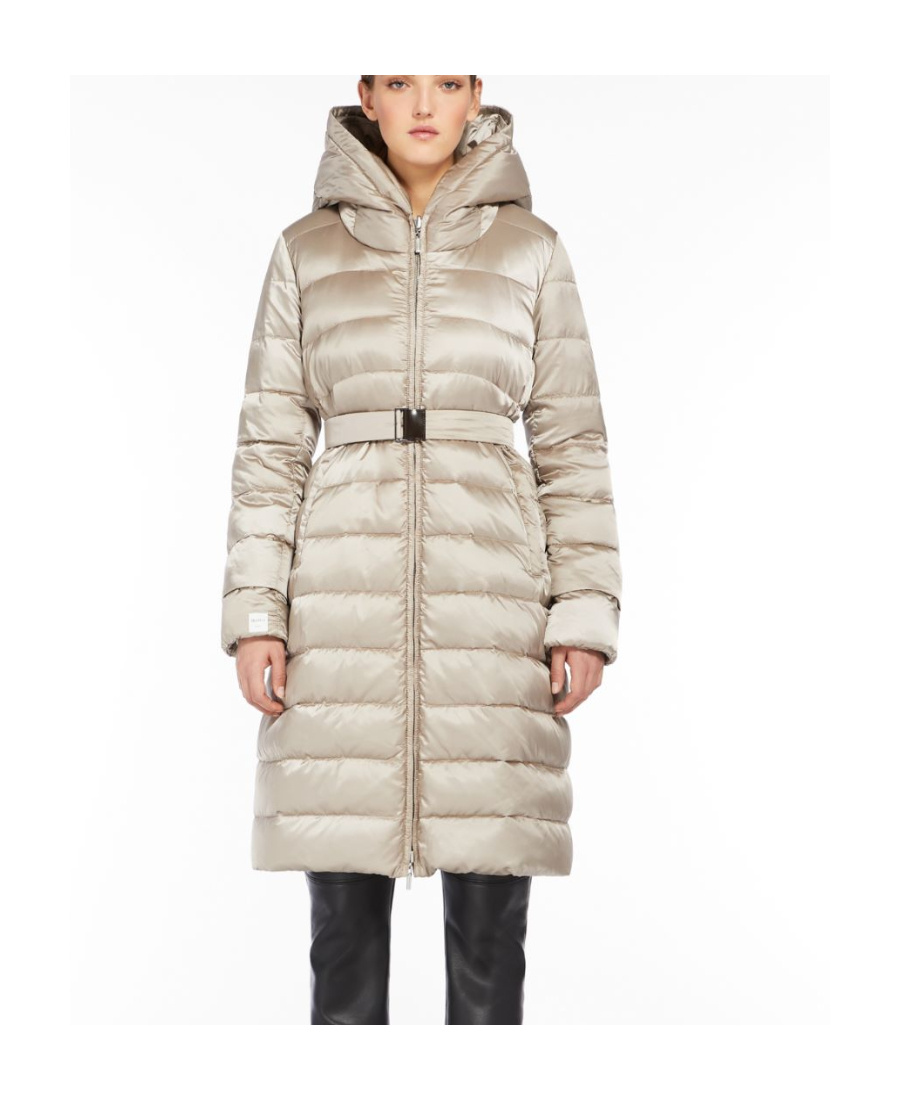 Max Mara Double-sided Waterproof Satin Down Jacket In Gray