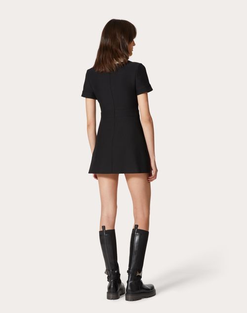 Valentino Bow-embellished Wool-silk Blend Minidress In Black