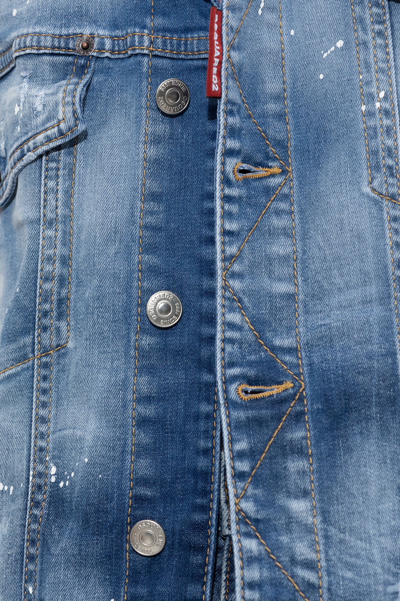 Dsquared2 Paint Splater Detailed Denim Vest In Blue
