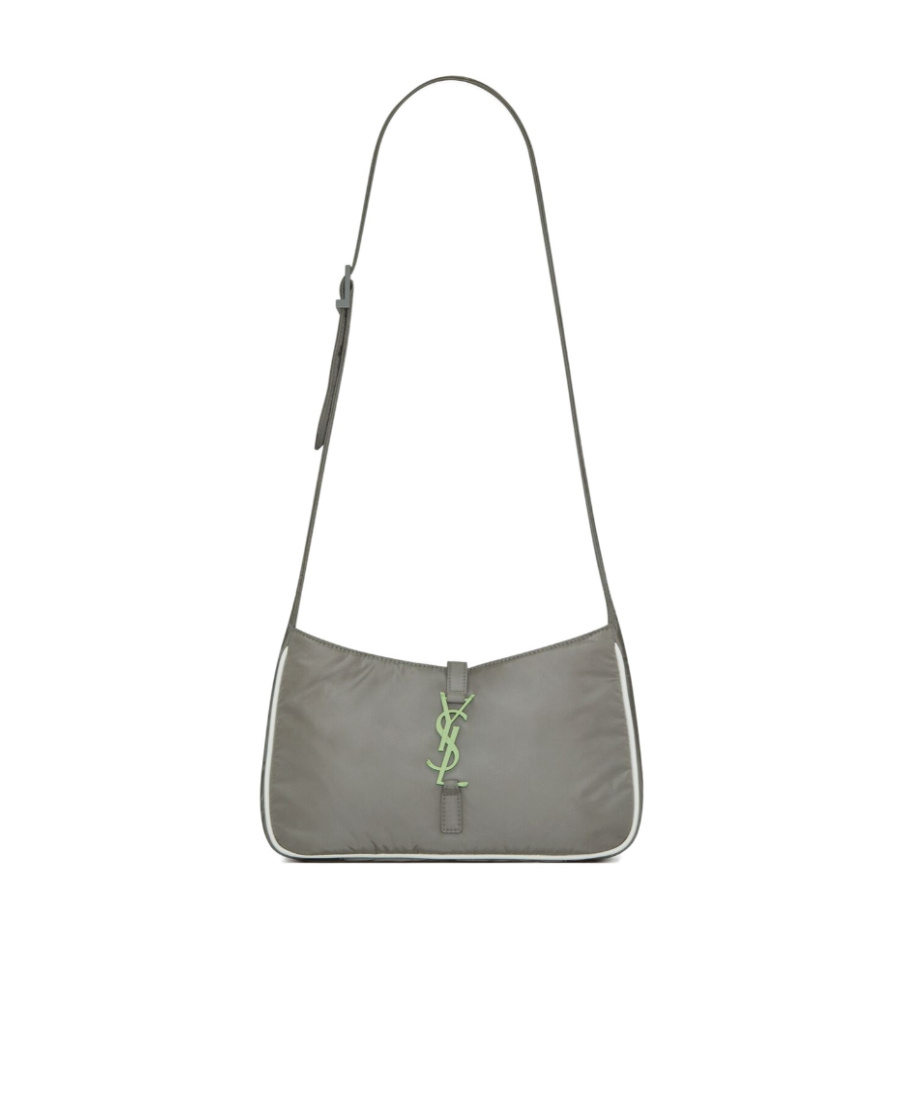 Saint Laurent Logo-plaque Shoulder Bag In Gray