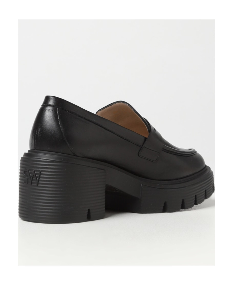 Stuart Weitzman Chunky-sole Leather Loafers In Black