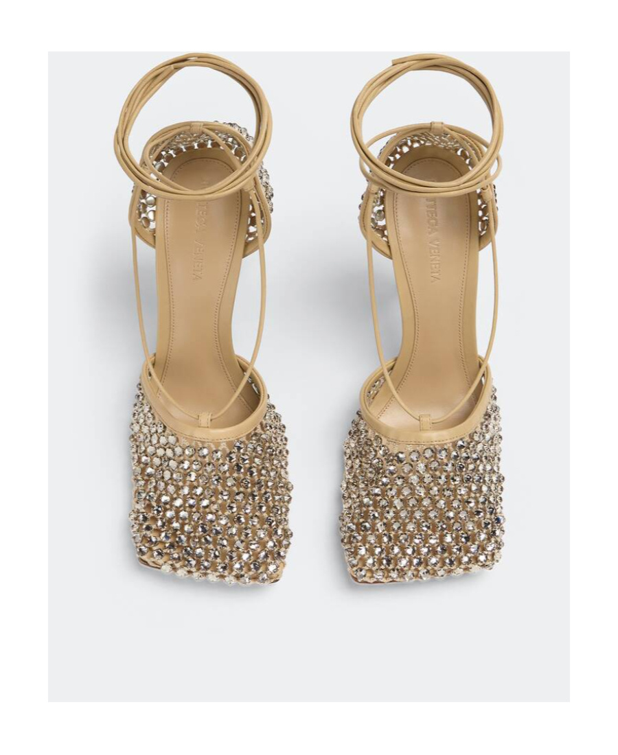 Bottega Veneta Crystal-embellished Tie-ankle Sandals In Nude