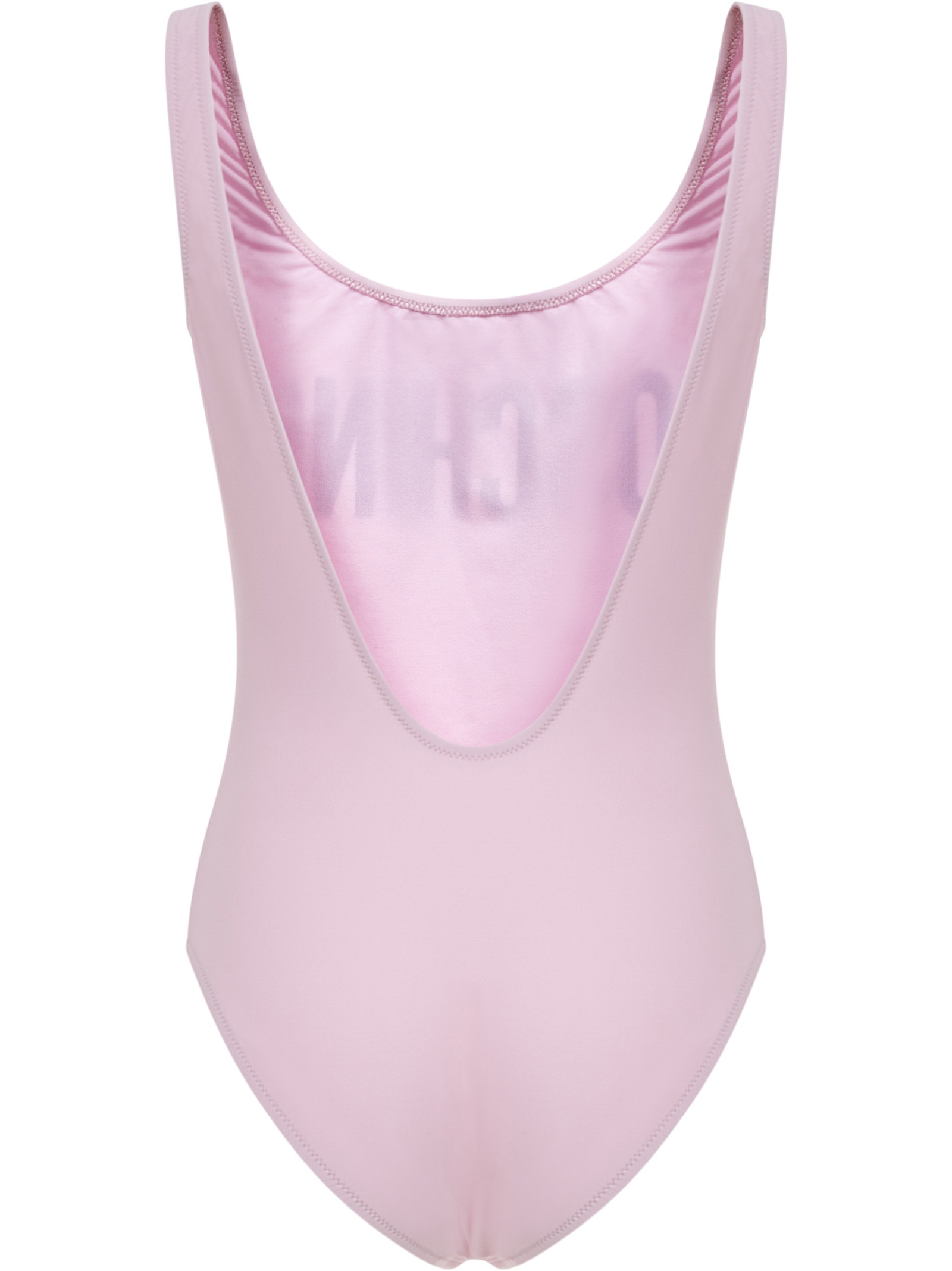Moschino Logo-print Scoop-back Swimsuit In Pink