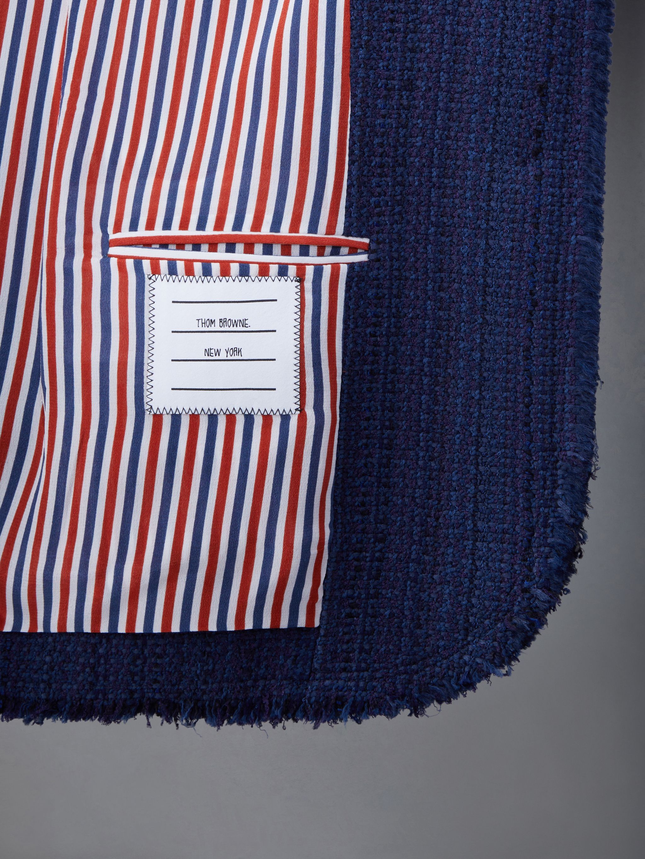 Thom Browne 4 Bar-stripe Tweed Jacket In Blue