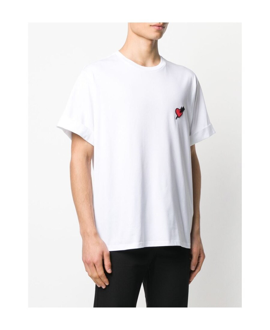 Neil Barrett Lightning Heart Pattern T-shirt In White