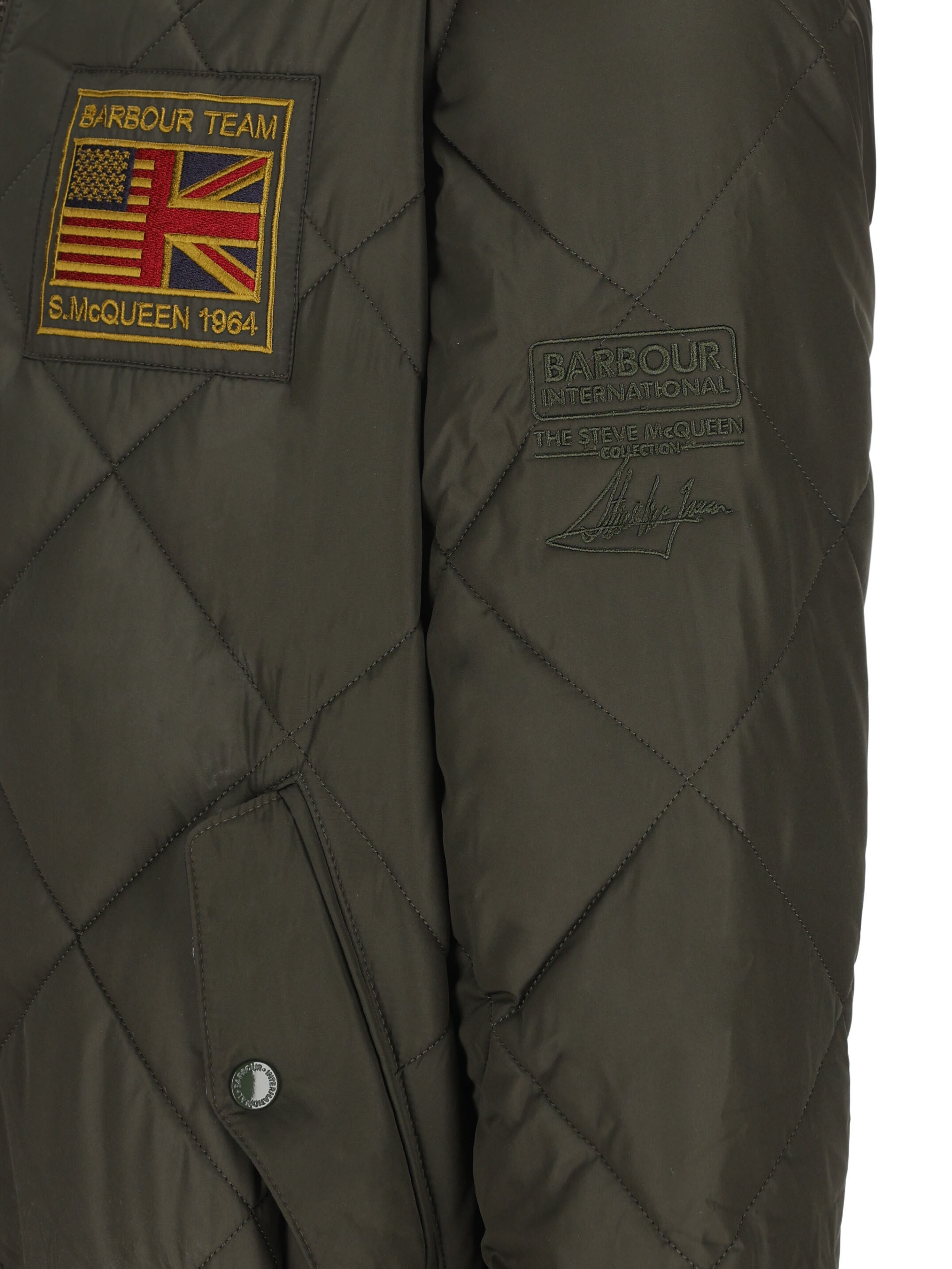 BARBOUR LOGO-PATCH ZIP-UP QUILTED JACKET