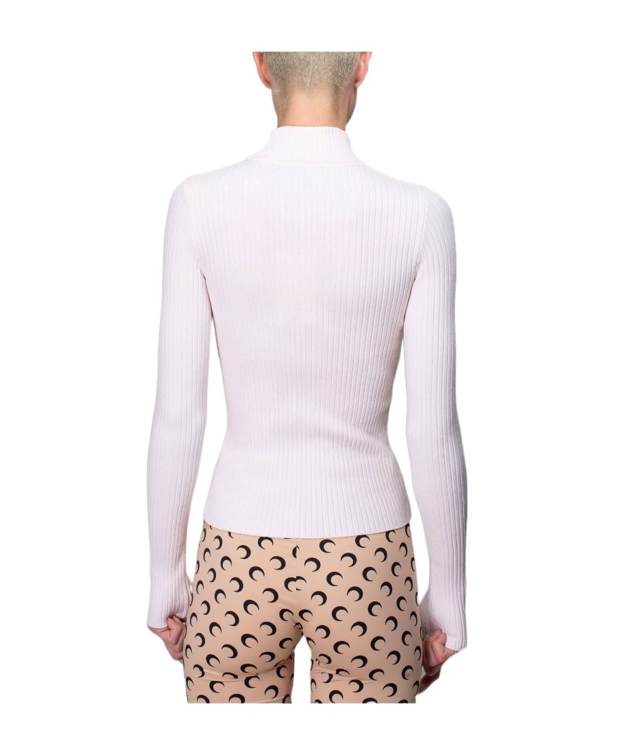 Courrèges Ribbed-knit Roll Neck Jumper In White