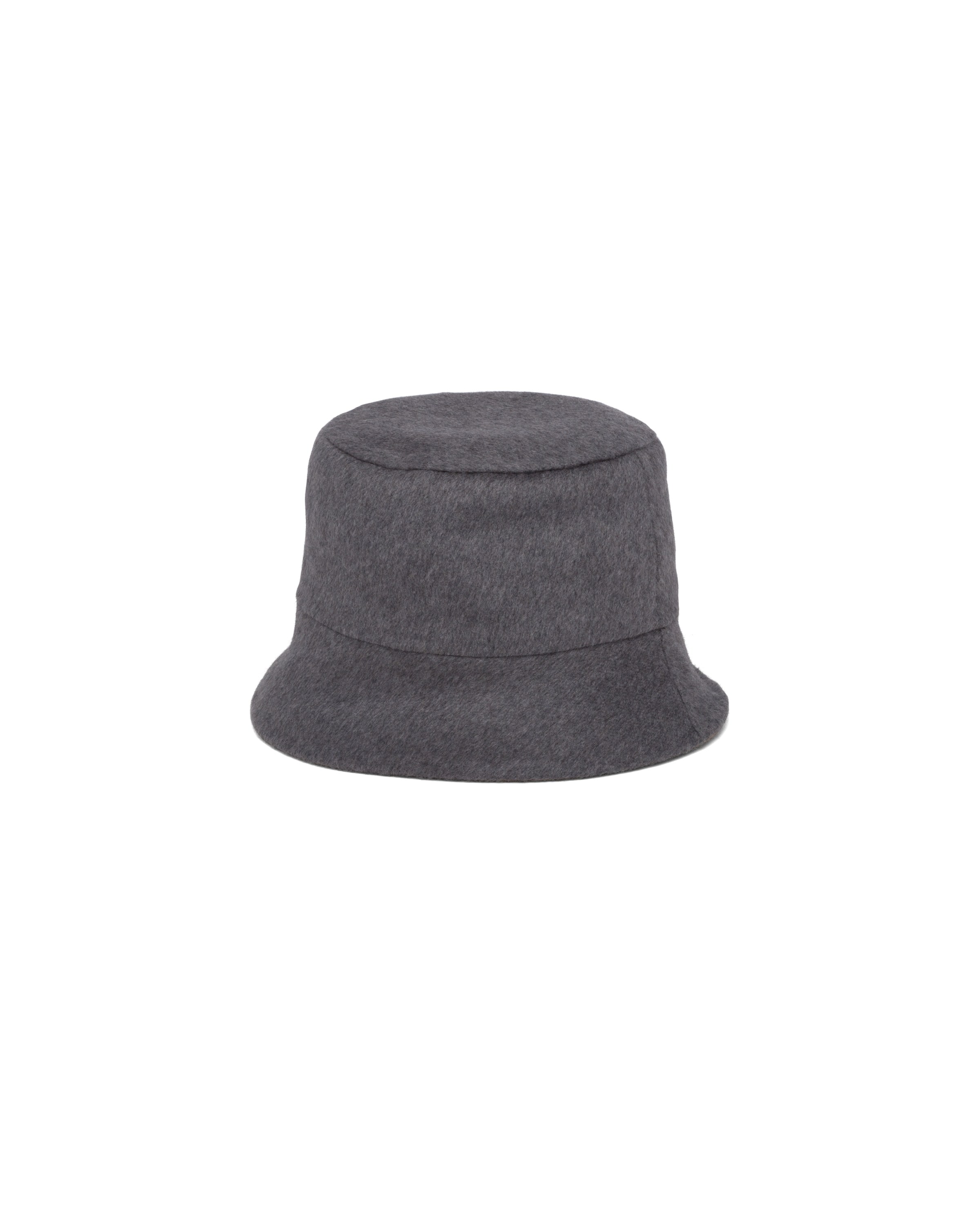 Prada Logo-patch Cashmere Bucket Hat In Black