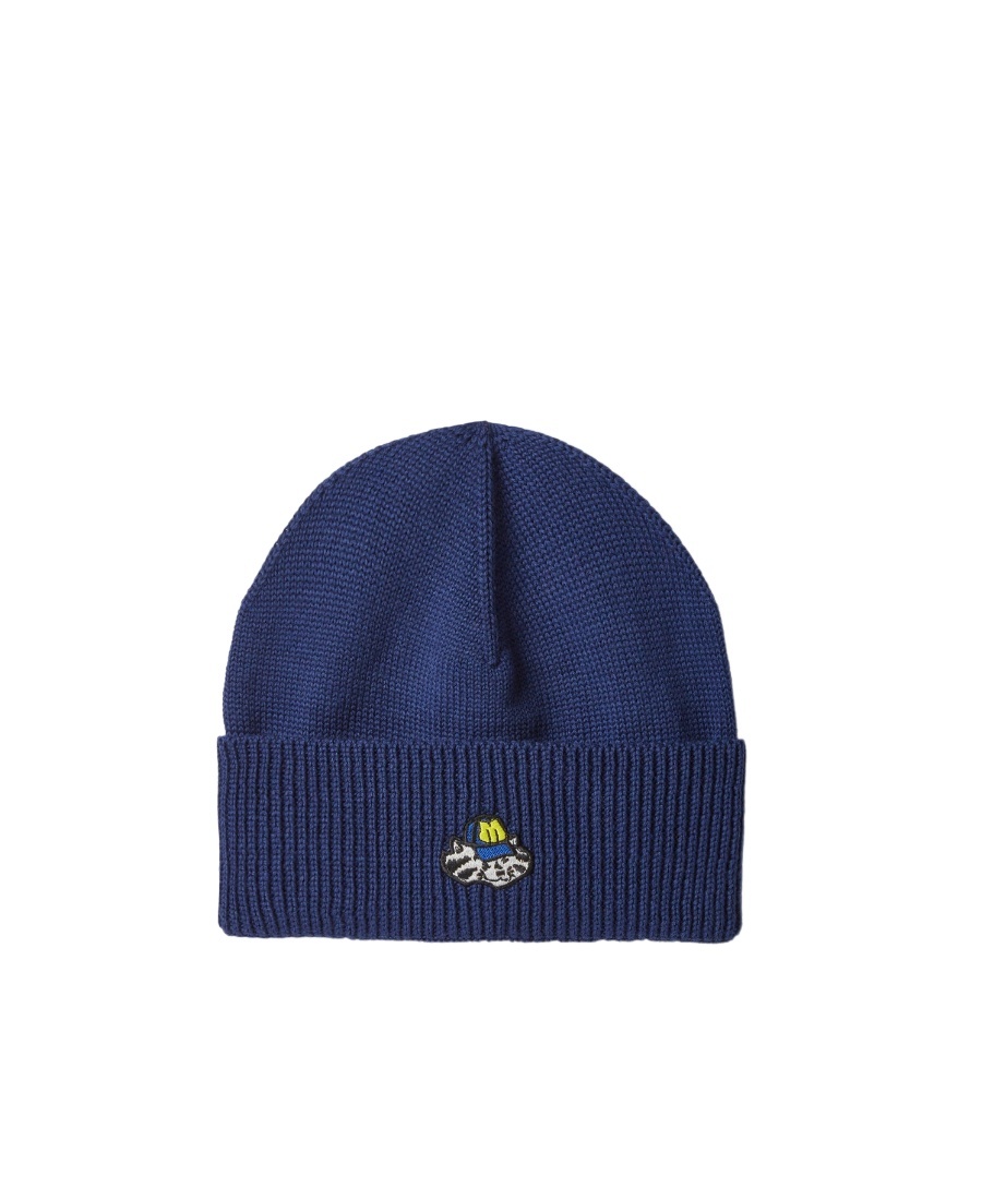 Msgm Logo-patch Knitted Beanie In Blue