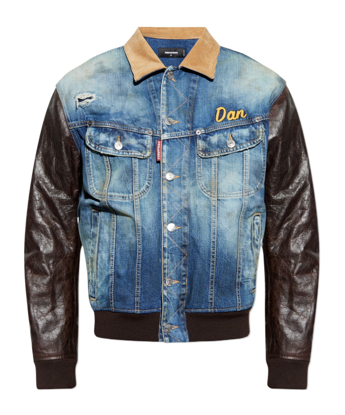 Shop Dsquared2 Mixed-material Denim Jacket In Blue
