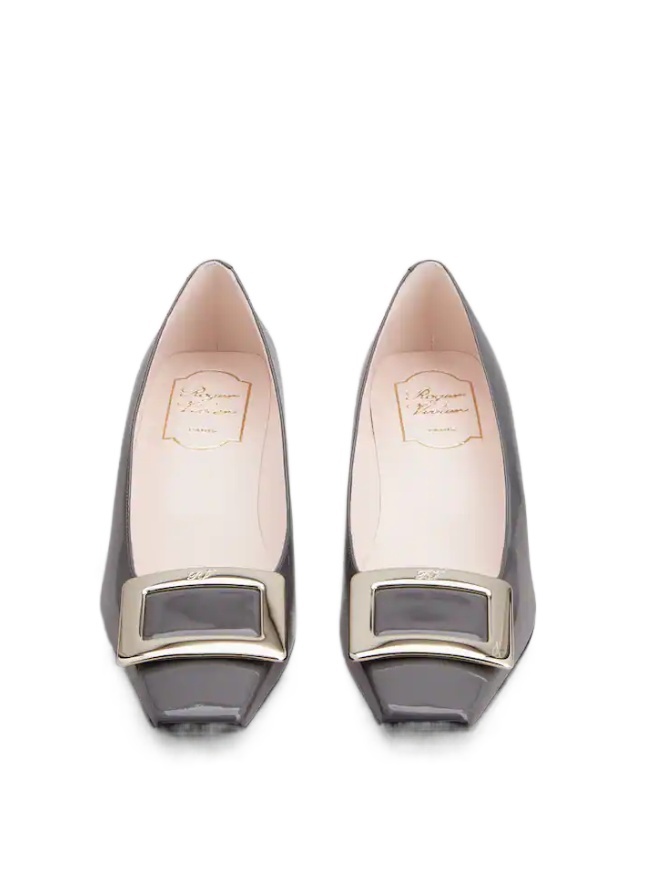 Roger Vivier Belle Vivier Patent Pumps With Metal Buckle In Black