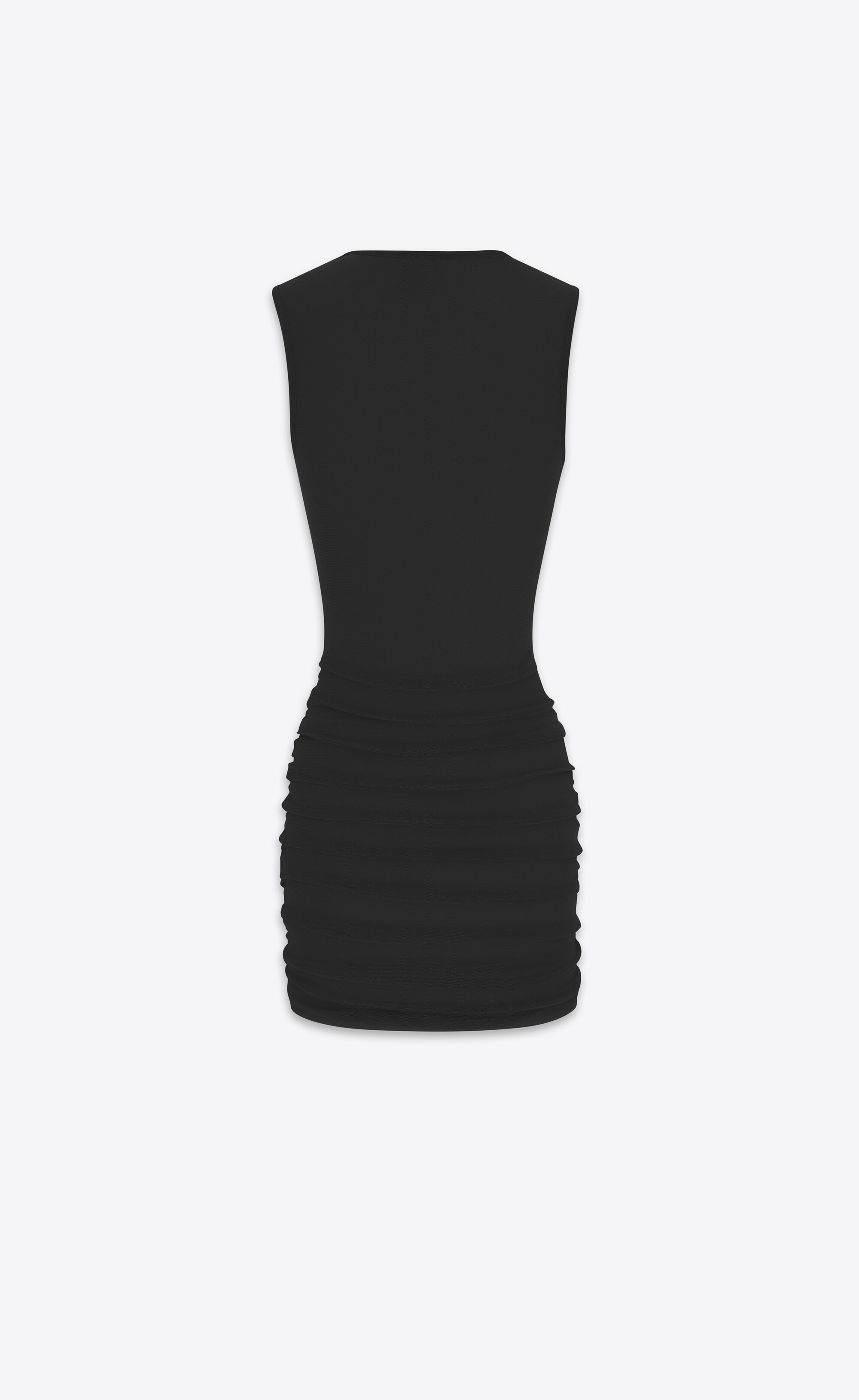 Saint Laurent Crewneck Ruched Detailed Mini Dress In Black