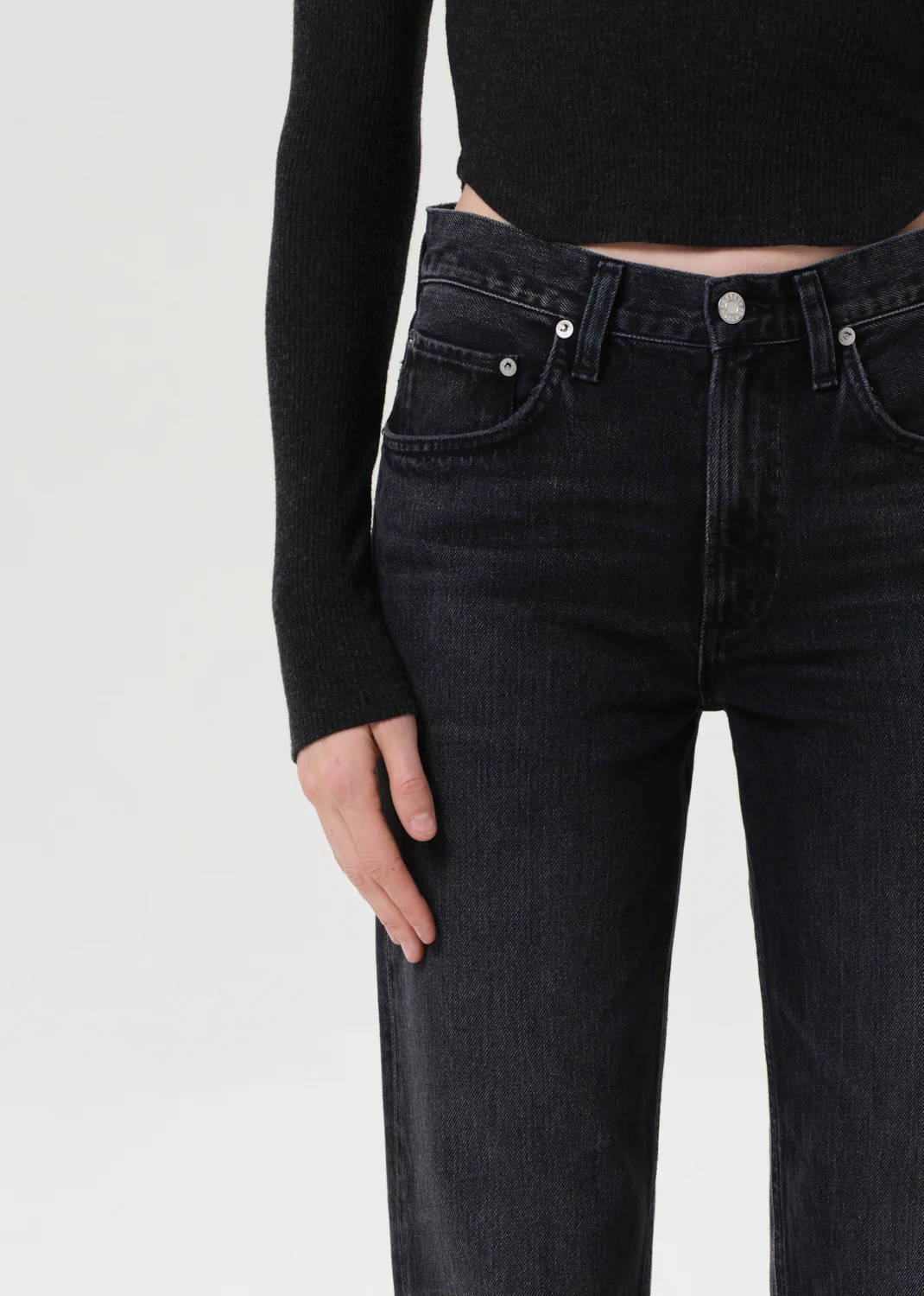 Agolde Denim Trousers With Belt Loops In Black
