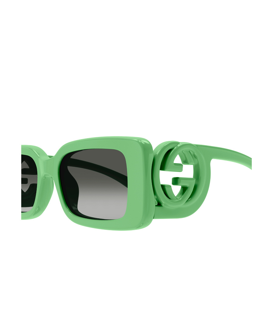 Gucci Chaise Lounge Rectangle-frame Sunglasses In Green