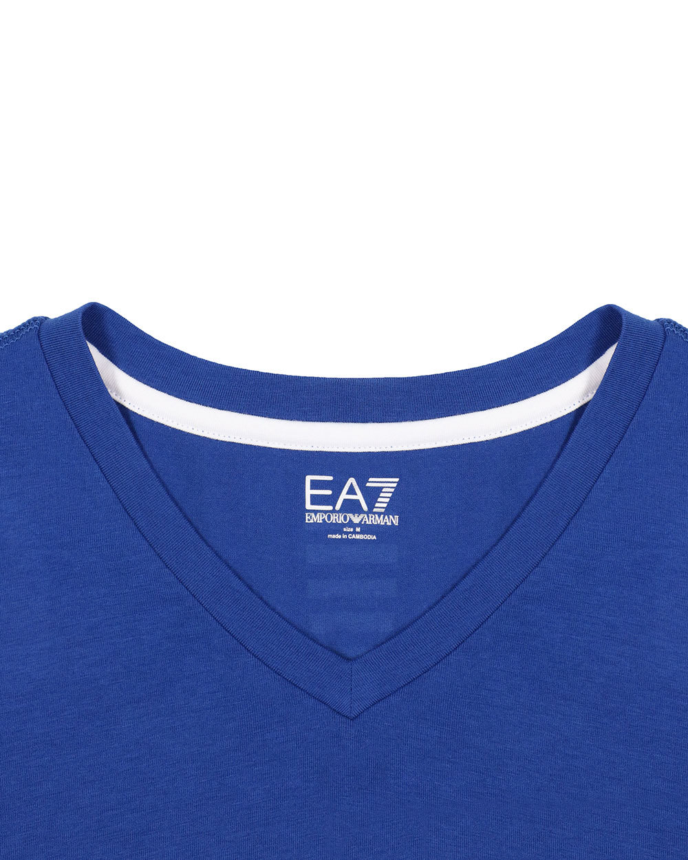 Ea7 Logo T-shirt With Round Neck In Blue