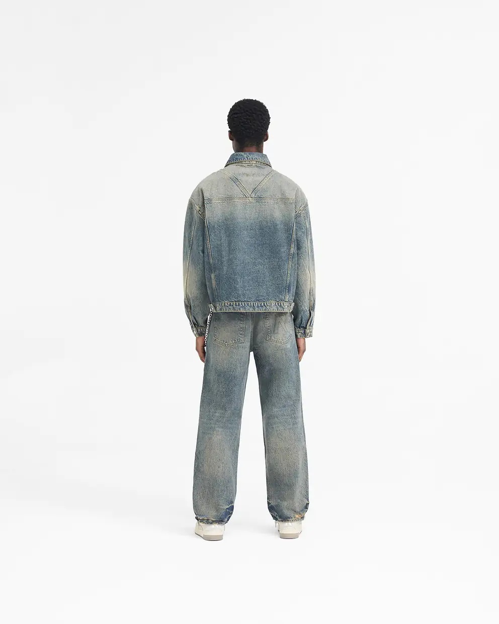 Represent Long-sleeved Denim Coat In Black