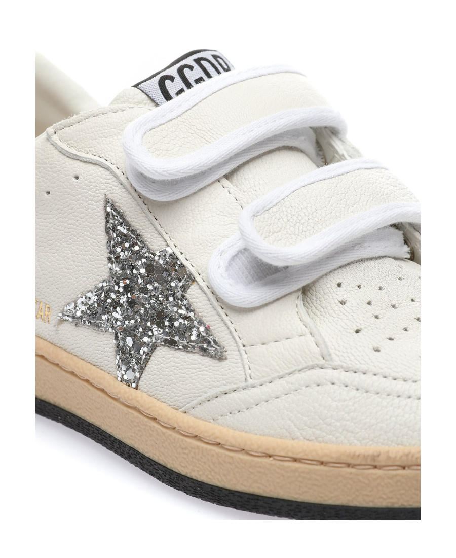 Golden Goose Ball Star White/glitter Platinum Trainer In White