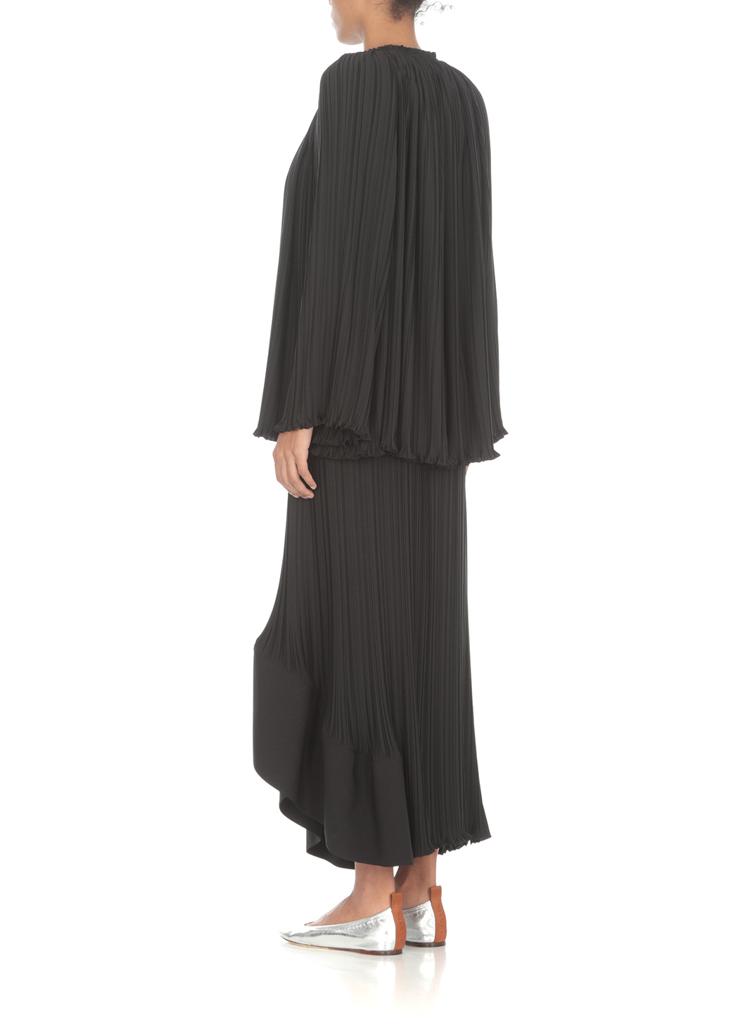 Lanvin Long-sleeved Pleated Blouse In Black