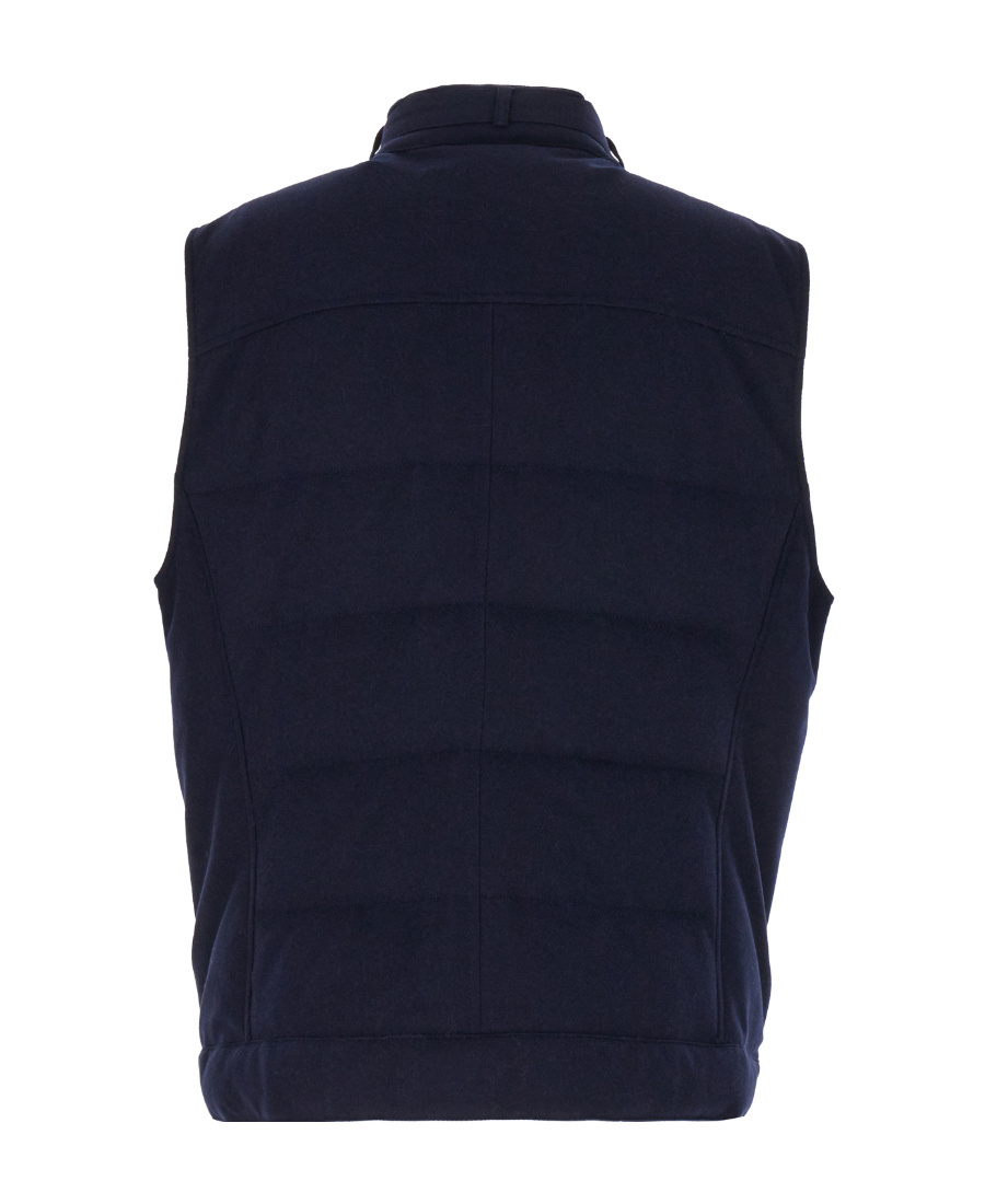 Brunello Cucinelli Wool Blend Sleeveless Down Jacket With Chest Pocket In Black