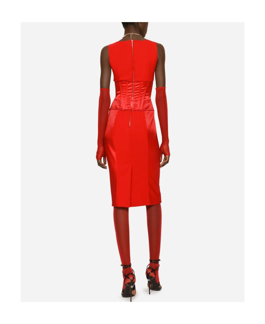 Dolce & Gabbana Panelled Sleeveless Midi Dress In Red