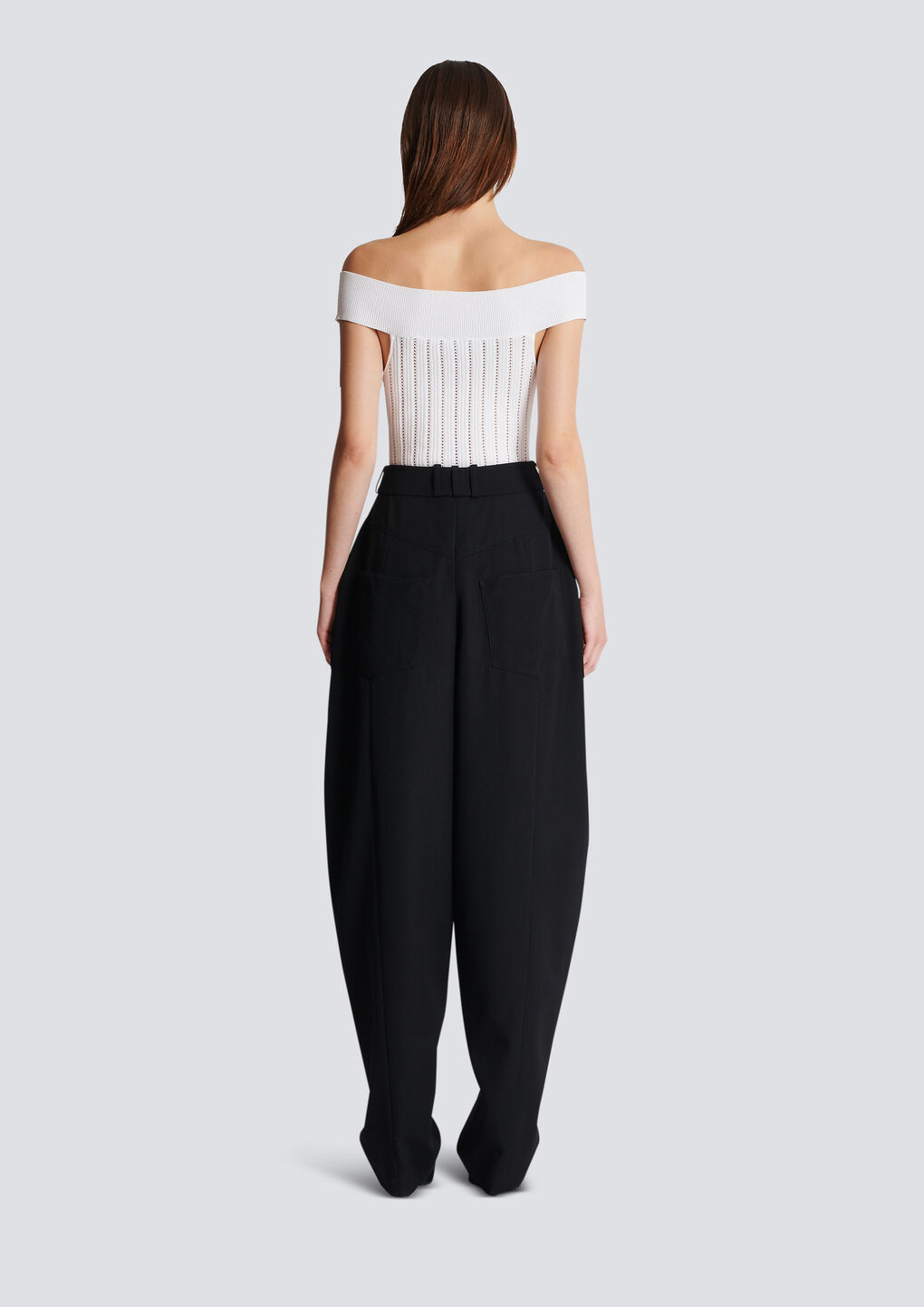 Shop Balmain Openwork Knit Body In White