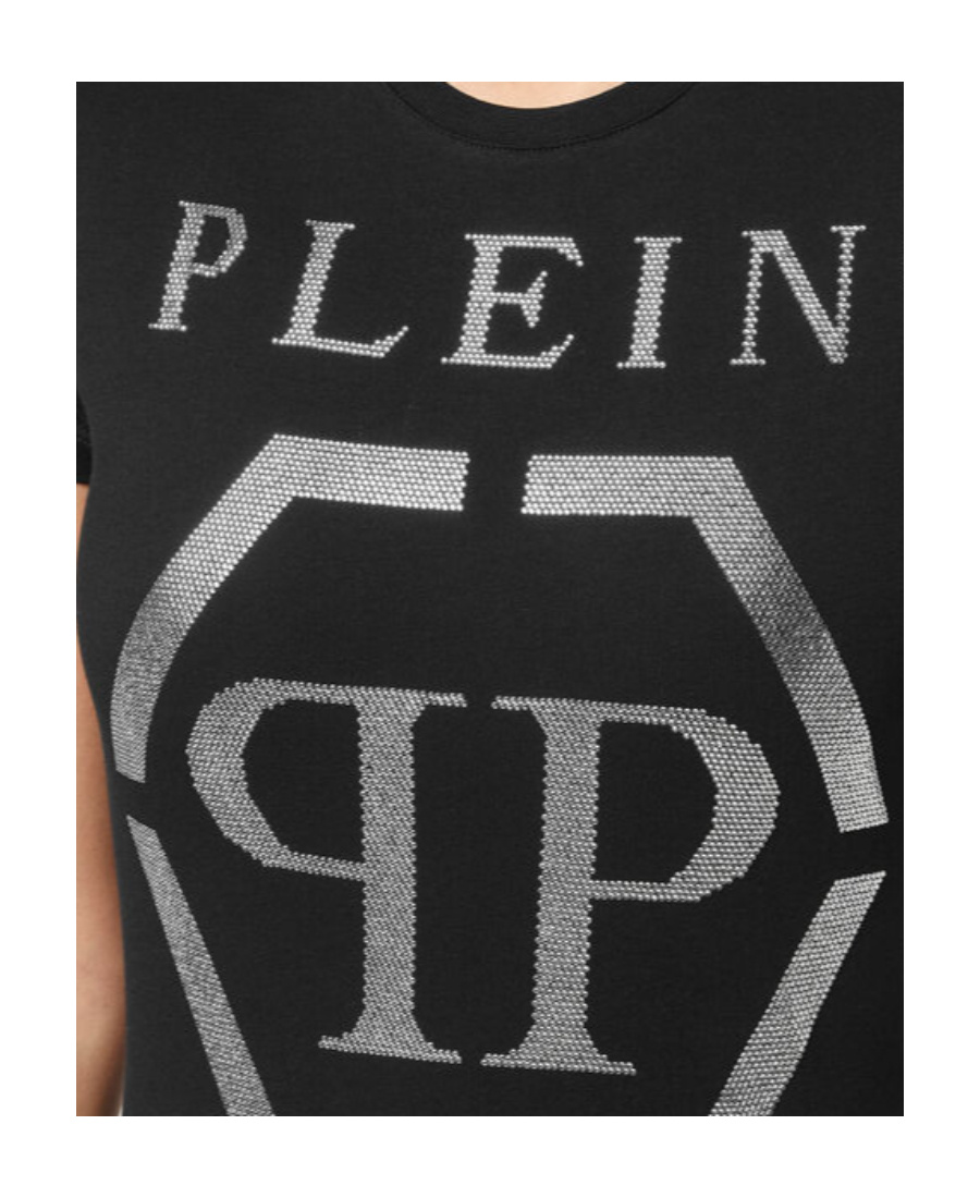 Shop Philipp Plein Rhinestone Logo T-shirt In Black