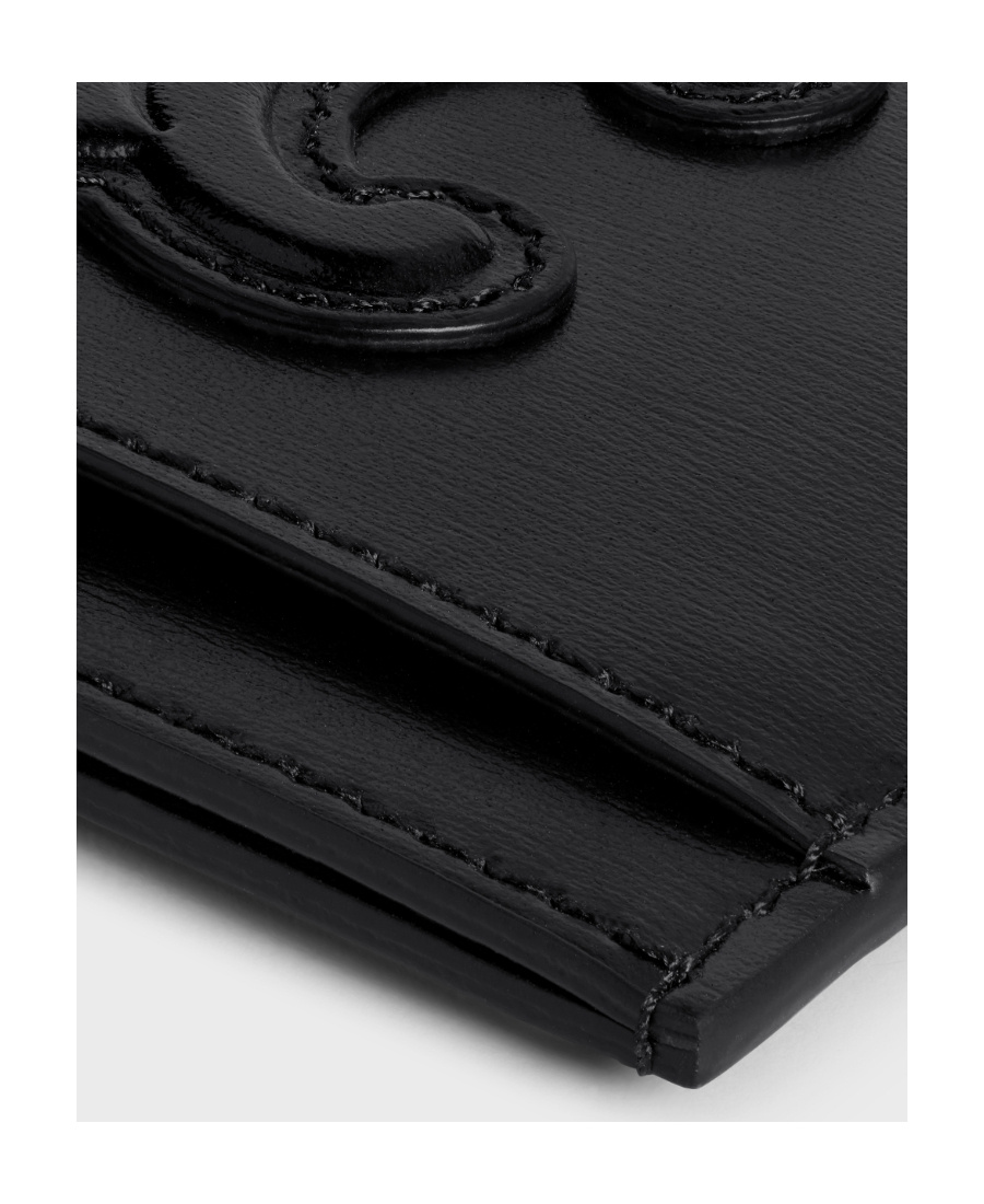 Celine Triomphe Cuir Card Holder In Black