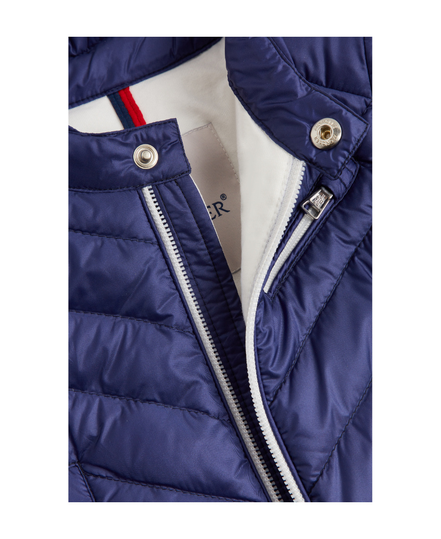 Moncler Logo-patch Goose-down Bomber Jacket In Blue