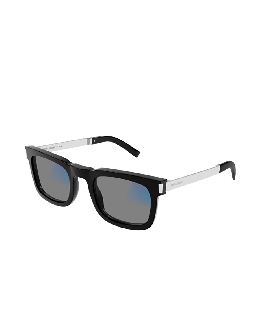 Saint Laurent Logo-engraved Square-frame Glasses In Black