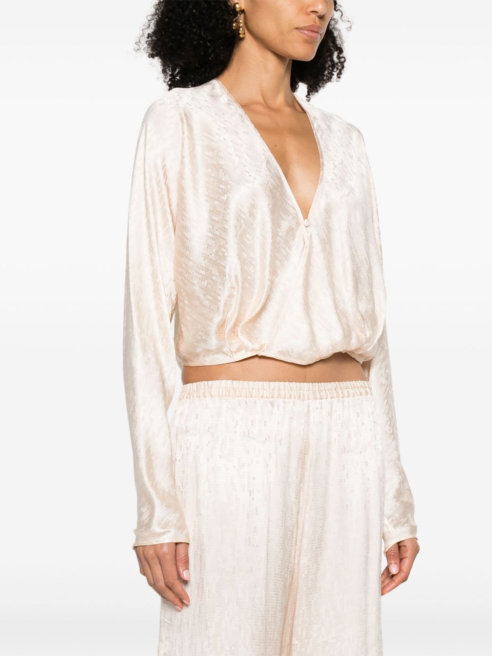 Shop Forte Forte Long-sleeved V-neck Blouse In White