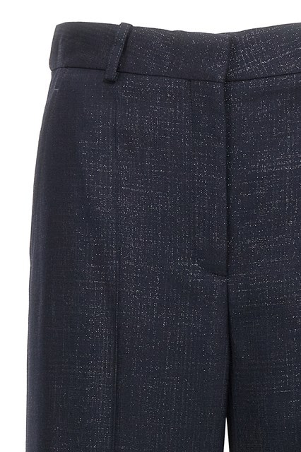 Stella Mccartney Shiny Wide Leg Trousers With Belt Loops In Black
