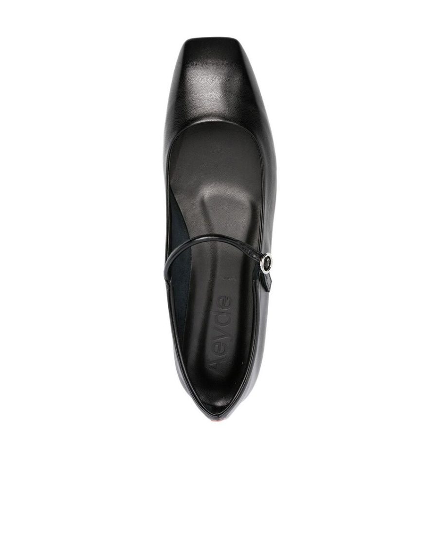 Aeyde Square Toe Ballet Shoes In Black