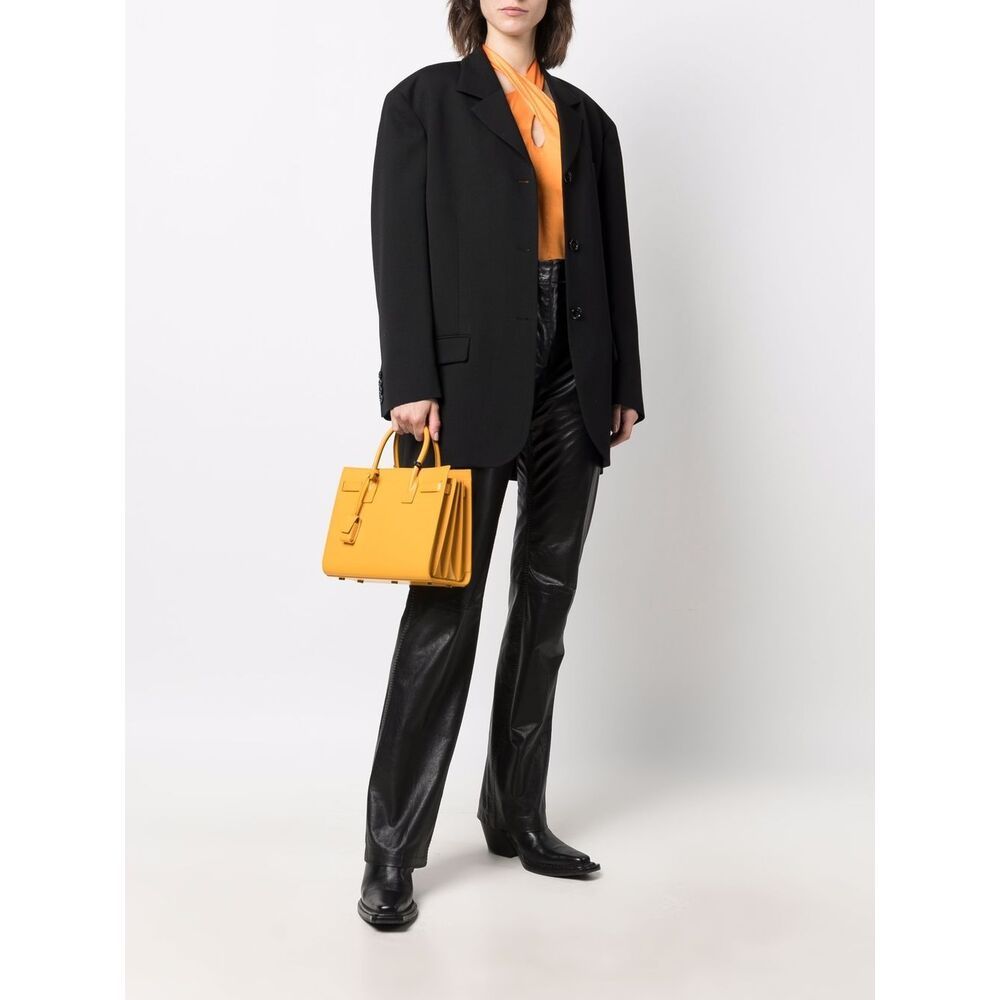Saint Laurent Sac De Jour Logo Detailed Tote Bag In Yellow