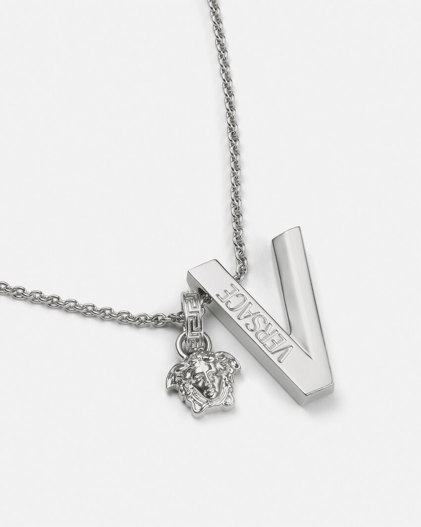 Versace Medusa Pendant Necklace In Gray