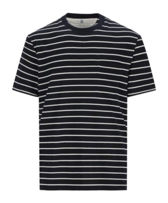 Brunello Cucinelli Silk-cotton Stripe T-shirt In Black
