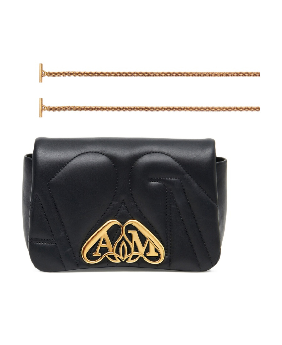 Alexander Mcqueen The Seal Mini Embellished Quilted Leather Shoulder Bag In Black
