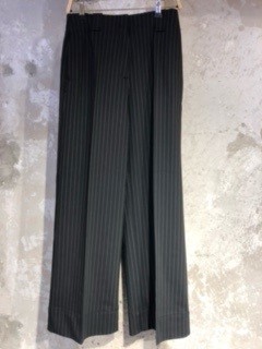 Ganni Pinstripe-pattern Wide-leg Trousers In Black